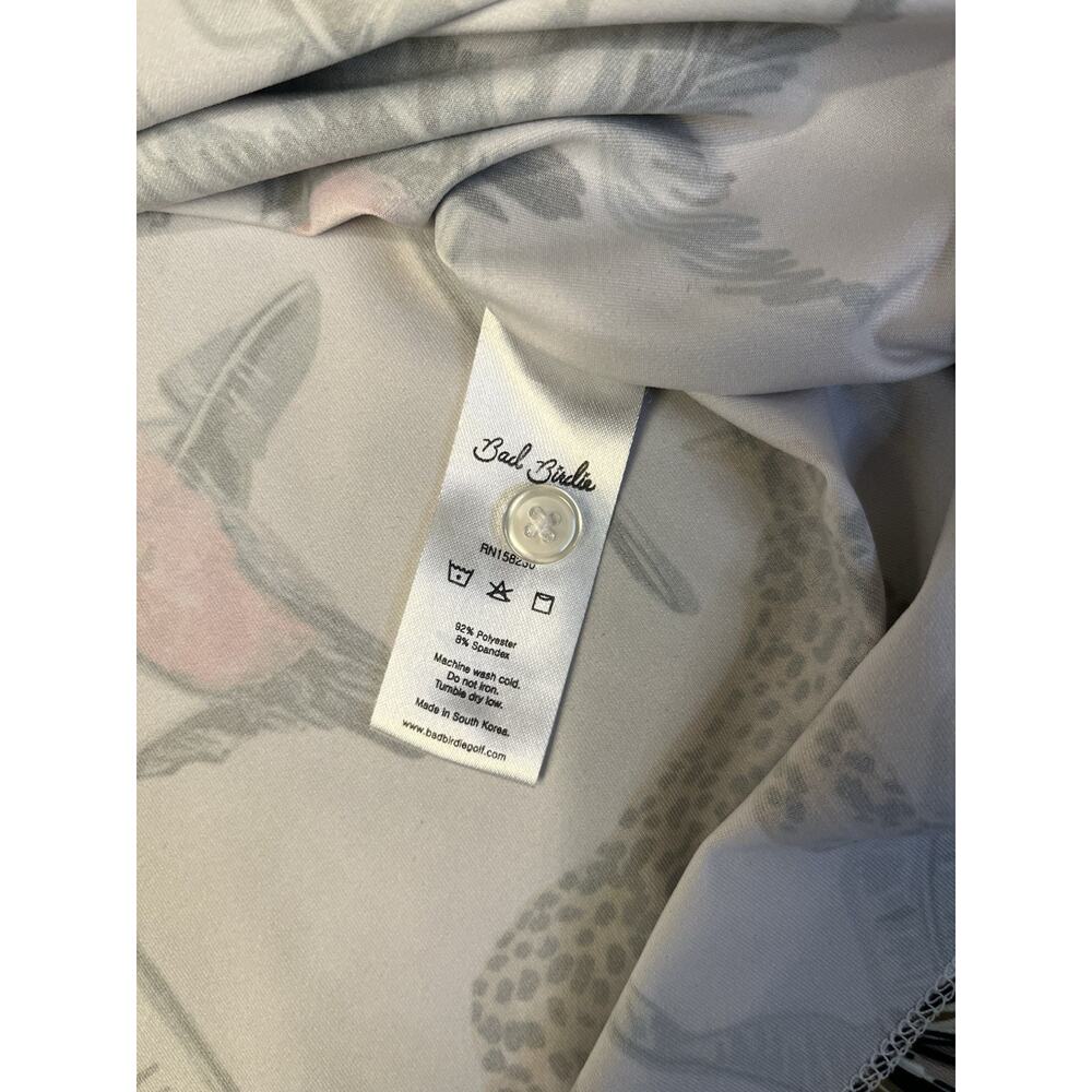 Bad Birdie Men's Performance Golf Polo Shirt Size Large Floral Cheetah Parrot - Picture 8 of 8